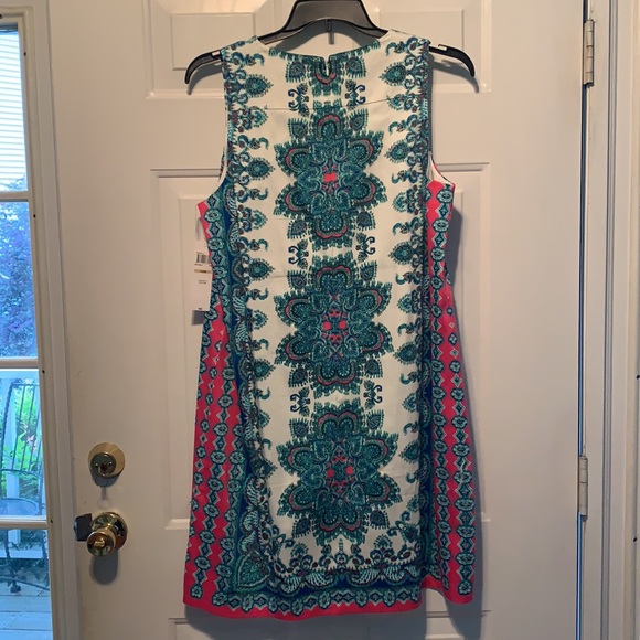 NWT patterned sleeveless London Style dress 14W - Picture 5 of 6